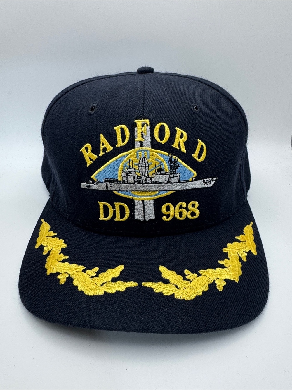 USS AW Radford DD-968 Military snapback memorabilia hat cap vtg veteran Navy USN
